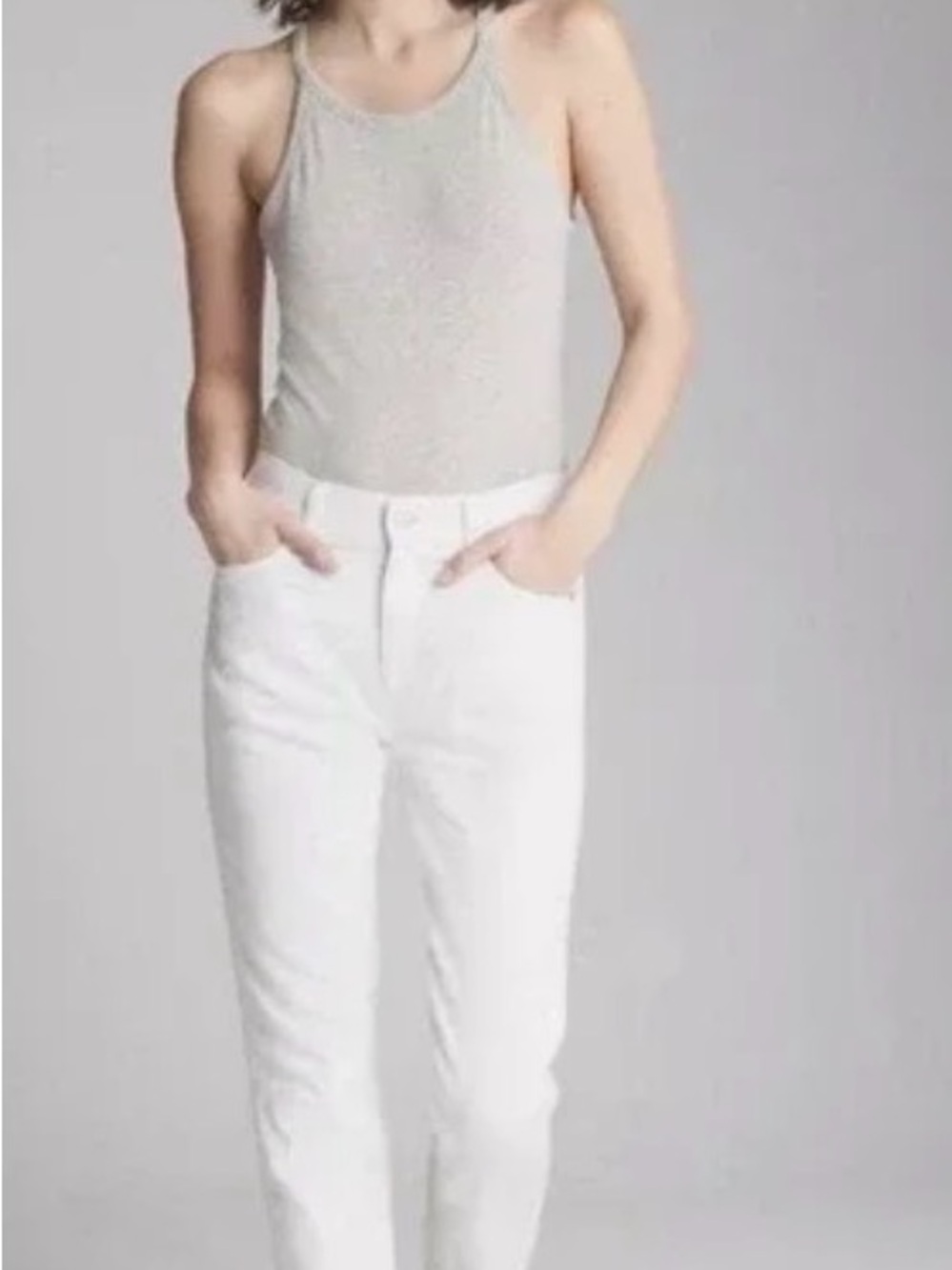 GAP Women's Girlfriend Mid Rise White Denim Jeans - size 16S